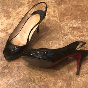 Sling back patent leather